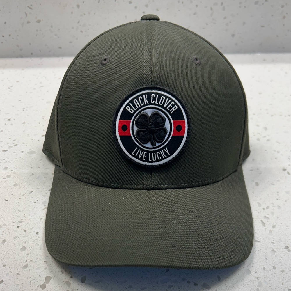 Black Clover Olive Green Adjustable Flexfit Circular Patch Golf Hat